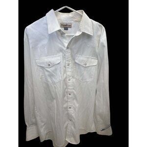 Northern Plains Mens White Western Snap Button Shirt Regular 16 X 35